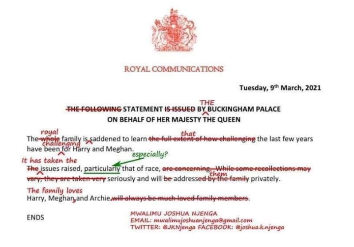 young man Queen Elizabeth Mwalimu Joshua Njenga Twitter Meghan Markle Grammatical Errors President Akufo Addo Jerry John Rawlings