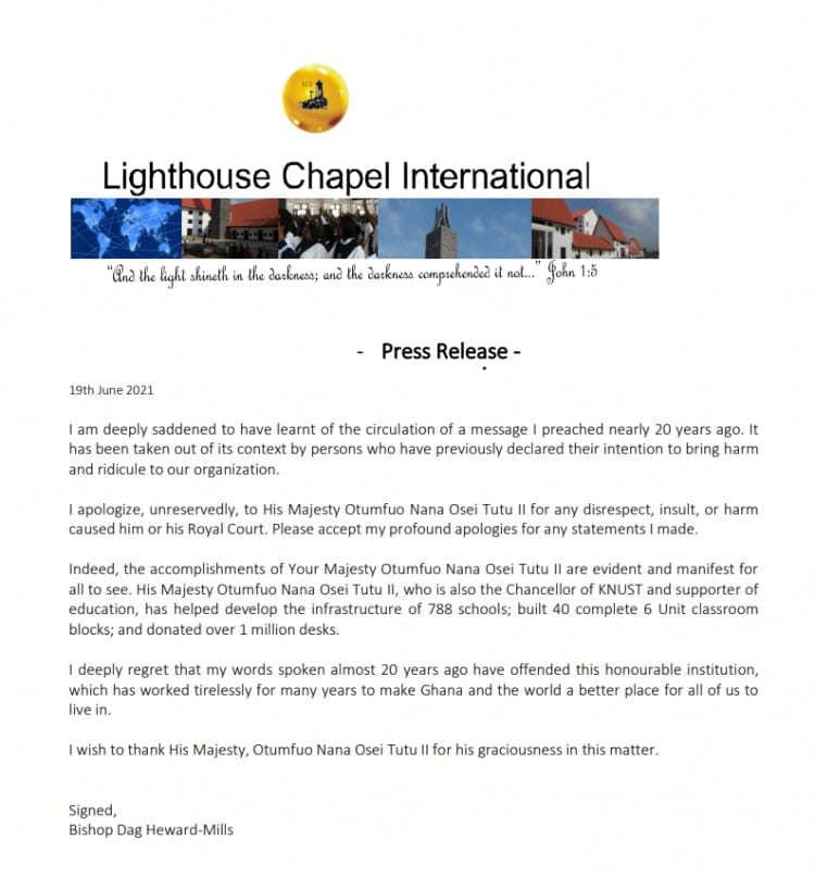 Lighthouse Chapel Apology