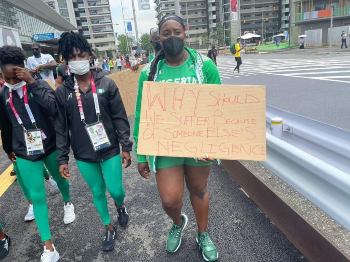 Banned Nigerian athletes hold protest in Tokyo