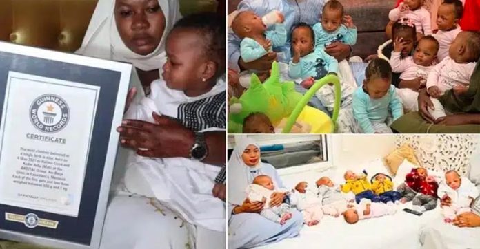 Young woman breaks Guinness World Records after giving birth to 9 babies at once (Photos)