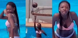 Shatta Wale‘s Daughter Cherissah Spotted Swimming In Hot Bikini At The Pool Side